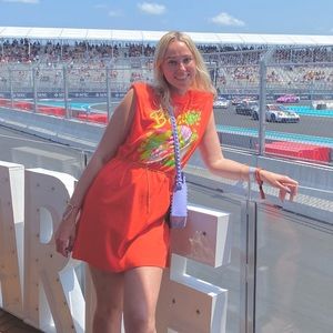 Farm Rio orange T-shirt dress